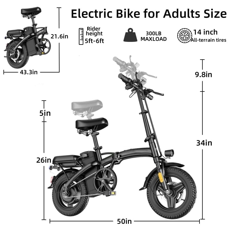 Electric Bike for Adults&Teens,550w Motor | 48V 12V Removable Battery | 23Mph Speed | PAS Mode 35 Miles Range | 14" Foldable E-Bike | Dual Disc Brakes | Ul 2849 Certified | Commuter Mini Bikes