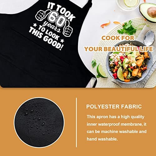 30th 40th 50th 60th 65th 70th 75th Birthday Gifts for Men, Chef Aprons for Men with 3 Pockets