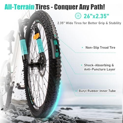 24/26 Inch Mountain Bike for Women & Girls, Twist Shifter, Dual Disc Brakes, Lockout Fork, 2.35" All Terrain Tires, Low Step Steel Frame, 85% Pre-Assembled