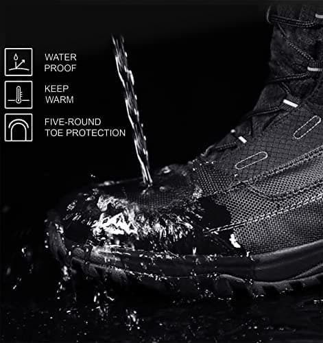 ROCKMARK Men's Winter Snow Boots Outdoor Warm Mid Calf Waterproof Durable Boot Non-Slip Warm Climbing Shoes