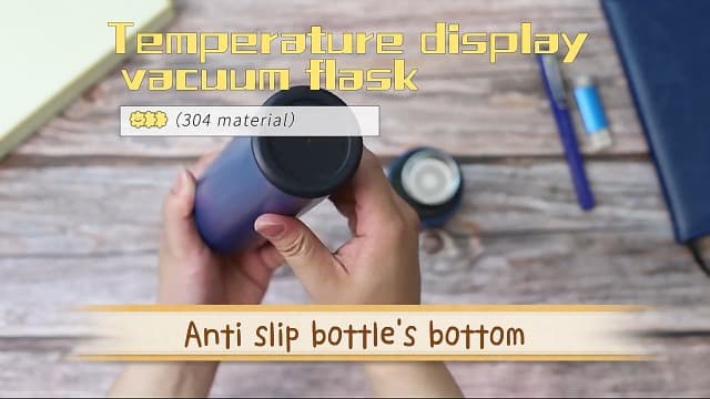 Smart Water Bottle Stainless Steel Vacuum Flask,Travel Mug with Smart LCD Touch Screen, Keep Hot Or Cold, Car Portable Travel Tea Coffee Vacuum Thermo Cup,Insulated Water Bottle (Blue)