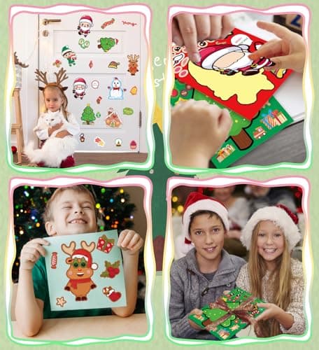 Kids Xmas Decorations Gifts Games Party Favors Supplies 24 Sheets,Stocking Stuffers,Christmas Stockings,Christmas Gift Bags Stocking Stuffers for Kids,Christmas Stickers,DIY Christmas Crafts for Kids B0F8H5X4L8