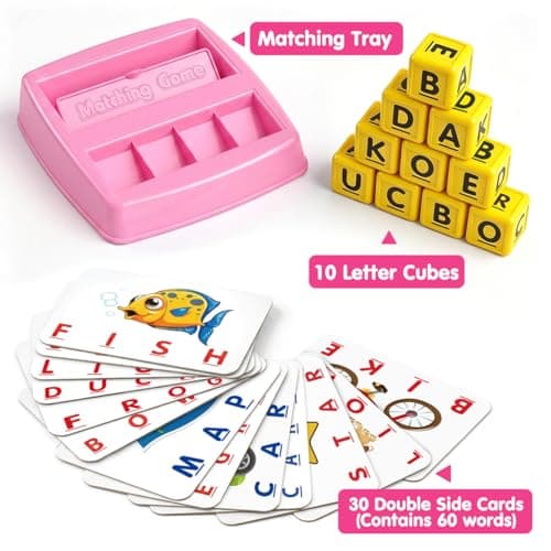 NARRIO Educational Toys for 3 4 5 Year Old Girl, Matching Letter Game Puzzles for Kids Ages 4-6, Preschool Learning Toys for Toddlers 2-4 Year Old Girl Gifts B08NXCK6MY
