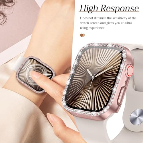 Goton 2-Pack Bling Case for Apple Watch Series 11/10 Screen Protector 42mm, Women Glitter Diamond Rhinestone Bumper Face Cover for iWatch Accessories 42 mm