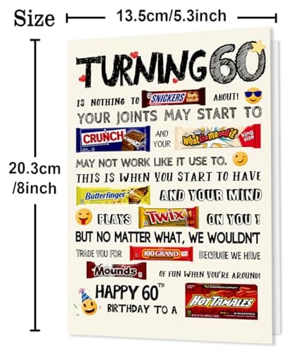 Funny 60th Birthday Card, Happy 60th Birthday Gifts for Women Men, Cool 60 Year Old Birthday Card Gifts for Him Her, Unique 60th Birthday Decorations Ideas for Parents