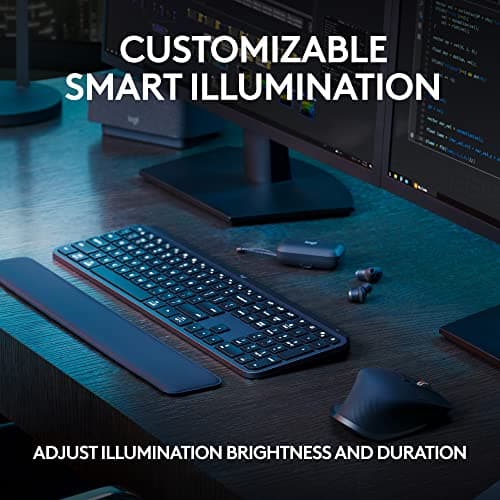 Logitech MX Keys S Wireless Keyboard, Low Profile, Fluid Precise Quiet Typing, Programmable Keys, Backlighting, Bluetooth, USB C Rechargeable, for Windows PC, Linux, Chrome, Mac - Graphite