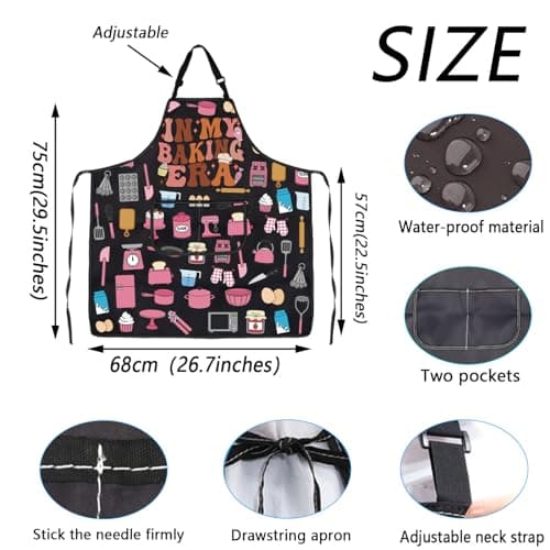 WSNANG Funny Baking Aprons with Pockets In My Baking Era Apron Bakers Gifts Pastry Chef Gift B0CZNY4F2J