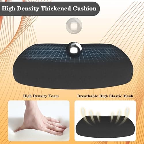 Ergonomic Office Chair for Long Hours Sitting – Back & Neck Pain Relief, Adjustable Lumbar Support & Headrest, High-Density Foam Seat, Ideal for Work & Home Office, Black