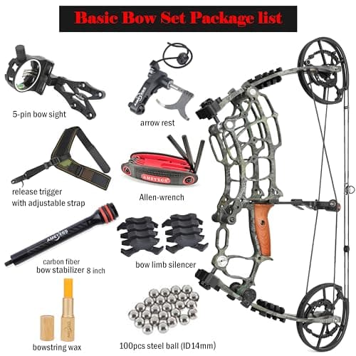 Archery Dual-use Compound Bow Set for Arrows and Steel Ball,30-65lbs Adjustable,Hunting Bows,Short-Axis Compound Bow,for Outdoor Hunting Target Shooting Practice