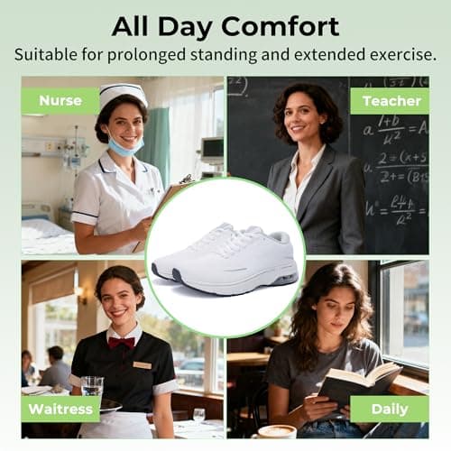 AOV Wide Toe Box Running Shoes Women Arch Support Walking Sneakers for Plantar Fasciitis Athletic Tennis Orthotic Shoes for Workout Gym Black Size 8