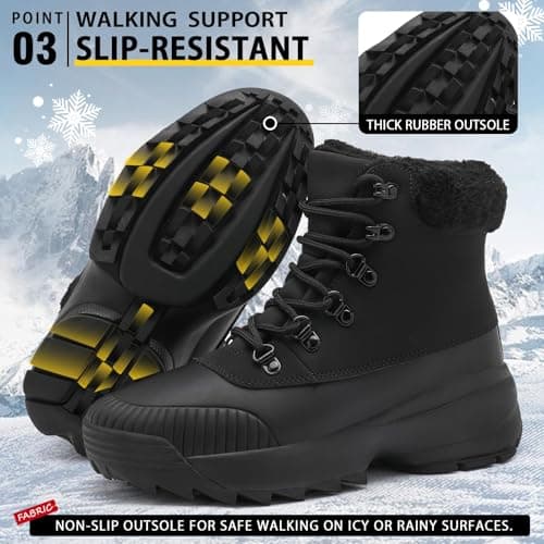 TEYTAP Waterproof Winter Snow Boots for Women丨Insulated-Warm Fur-Lined Booties丨Non-Slip Cushion Outdoor Walking Boots丨Lightweight Comfortable Casual Suede Leather Short Boots