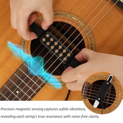 GOGHOST Clip-On Guitar Pickup for Steel-String (Not for Classical) Acoustic Guitar Pickups for 38-42 in Electric Pick Up Transducer Amplifier, Cable Length 10ft