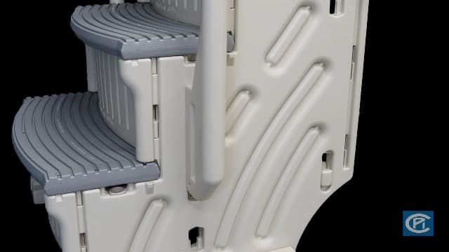 Confer Plastics Curve CCX-AG Drop in Above Ground Pool Step with Blue Treads - Base Step with Add-On