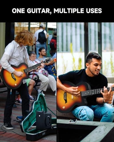 Moukey BCC-100 Acoustic Electric Guitar 39-Inch, Cutaway Guitar with Passive Pickup, Gig Bag, Strap, Picks, Tuner, and Capo, Dual Acoustic＆Electric Modes, Sunburst