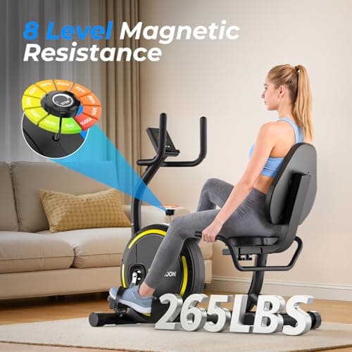 Recumbent Exercise Bike for Home Heavy-Duty Stationary Bike For Seniors Bicycle Exercise Machine Bicycle LCD Monitor,265LBS,8 Level Resistance Black