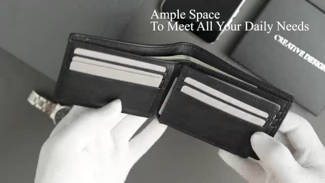 MARZAHAR Genuine Leather Mens Wallet, RFID Blocking Bifold Wallet for Men with ID Window, 11 Credit Card Slots (Black)