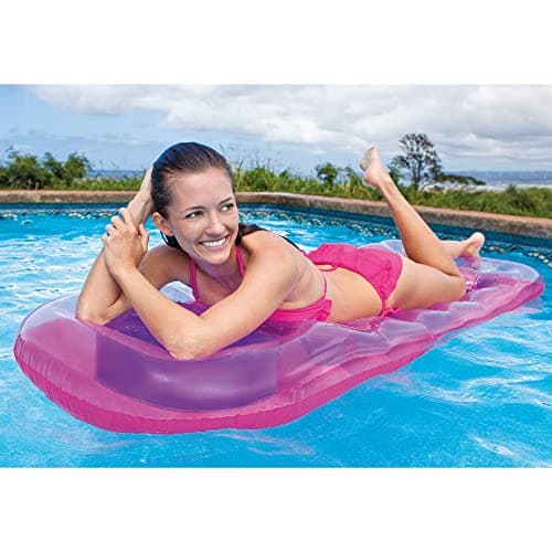 INTEX 59895EP 18-Pocket Suntanner Inflatable Pool Float Raft Lounger Swimming Mat, 74" X 28", 1 Pack, Colors May Vary