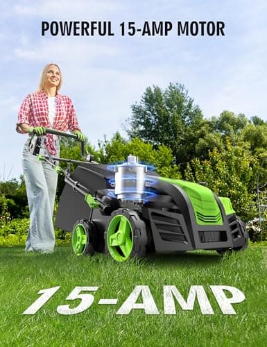 SWIPESMITH 16” Artificial Turf Vacuum,1800w Grass Sweeper 15 Amp Lawn Sweeper Yard Power Brush with 45L Removable Leaf Collection Bag, Quick-Fold, Keeps Clear Sweepy Box