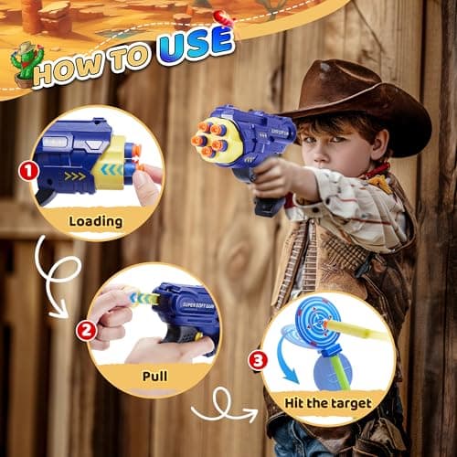 2-Player Shooting Game Toy,Foam Dart Toy Gun with Auto Reset Rotating Shooting Target,Ideal Gift for Kids Ages 4, 5, 6, 7, 8,9,10+