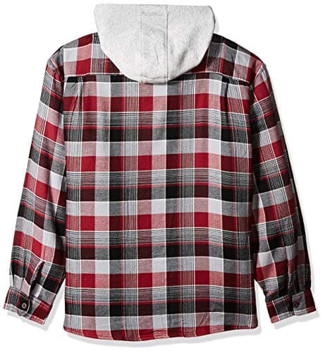 Wrangler Authentics Men's Long Sleeve Quilted Lined Flannel Shirt Jacket with Hood