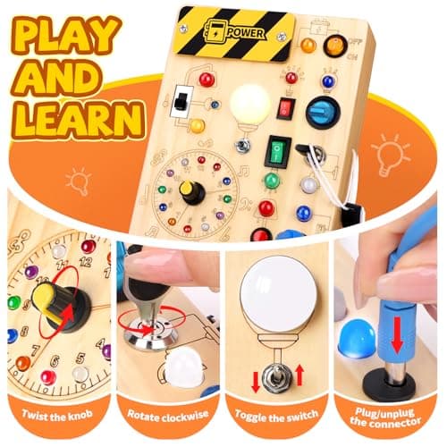 Grarain Busy Board for Toddlers - Montessori Educational Toy for 1-3 Year Old Boys & Girls | Travel-Friendly Sensory Learning Activity | Ideal for Kids with Autism(Busy Board v2) B0D2ZD6J2W