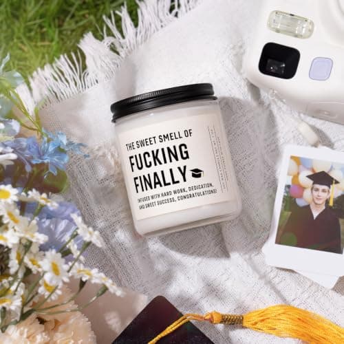 Shqiueos Funny Graduation Gifts for Her Him, Graduation Candle for Women Men Lavender Scented 7 Oz, 2025 Graduations Gifts for Masters Degree, College, High School, PhD Grad Gift for Nurse Law School