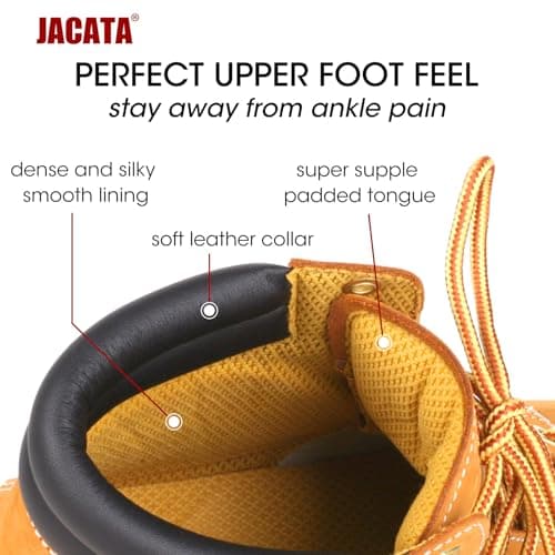 Jacata Men's Water Resistant Leather Work Boot Rubber Sole Construction Oil Resistant Utility Industrial Boots