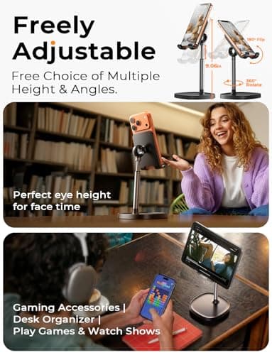 Office Gifts for Women, iPhone Stand, Gadgets for Men, Office Decor, Gaming Desk Accessories for Samsung Fold 8, Switch, iPad LISEN Cell Phone Stand Phone Holder for Desk, Office Decor Gadgets for Men B07Z82895W