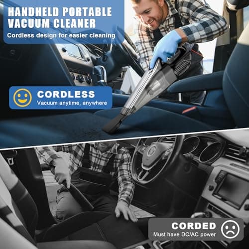 SAKOLD Car Vacuum Handheld Vacuum Cordless with Powerful Suction, Type-C Charge, 2 Suction Modes, 6-in-1 Portable Mini Vacuum for Home, Car, Office Desk, Keyboards
