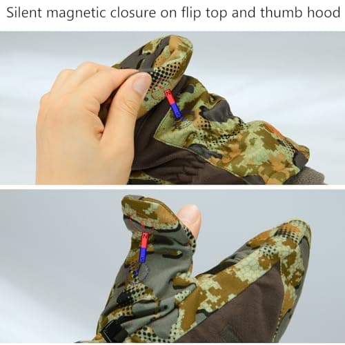 BASSDASH Men’s Insulated Mittens Winter Camo Hunting Gloves Water Resistant for Cold Weather Outdoor Activities HG04M