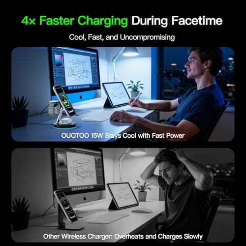 2026 3 in 1 Charging Station for Apple Compatible with Magsafe Charger Stand for iPhone 17 16 15 14 13 12 Wireless Charging Station for AirPods Wireless Charger for iWatch Series