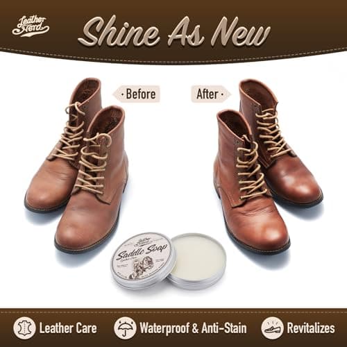 Saddle Soap for Leather, Leather Nerd Leather Cleaner Conditioner for Boots, 4.23 Oz with Sponge, All-Natural Protect Soften and Restore Shoes, Jackets, Purses, Gloves, Vinyl, and Leather Products