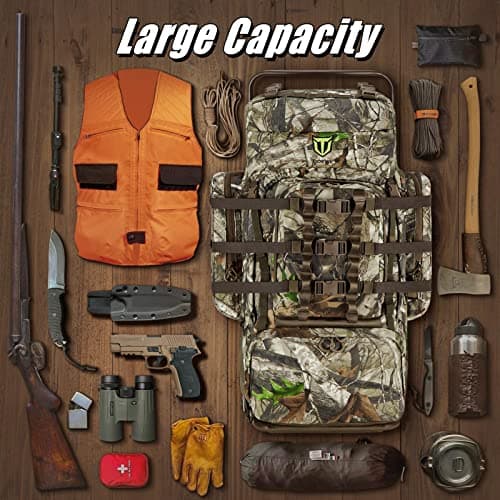 TIDEWE Hunting Backpack 5500cu with Frame and Rain Cover for Bow/Rifle/Pistol