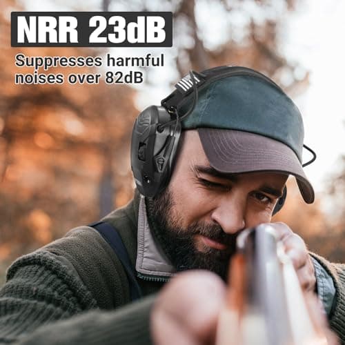 PYBBO Shooting Ear Protection with Gel Ear Pads, NRR 23dB Active Noise Reduction & 3X Sound Amplification Gun Range Earmuffs