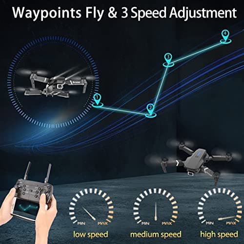 MOCVOO Drone With 1080P Camera for Adults Beginners Kids, Foldable RC Quadcopter, Toy Drones Gifts, FPV Drone Video, 2 Batteries, Carrying Case, One Key Start, Headless Mode, Waypoints fly, 360° Flips