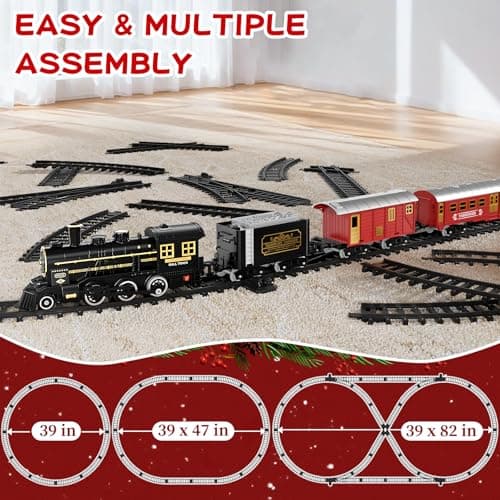 NIPLOOOW Train Set for Kids 4-8, Electric Train Toy with Realistic Sound, Lights and Smoke for Under Christmas Tree,Toddler Model Trains for 3 4 5 6 7 8 Years Old Kids Toys Gifts