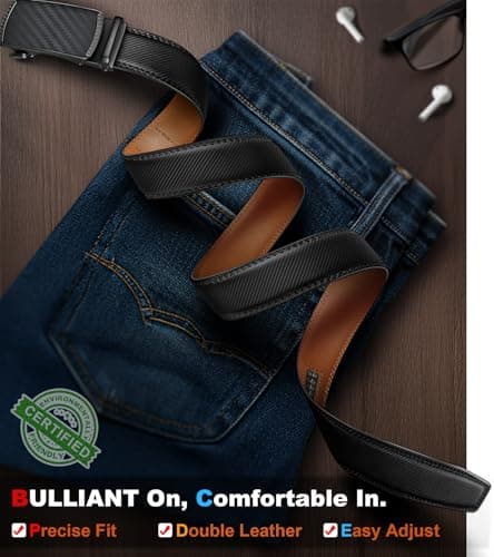 BULLIANT Men's Belt,Slide Ratchet Belt Adjsutable For Men Suit Casual Jeans Gift Boxed,Trim To Fit