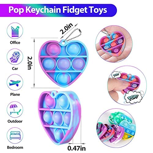 Valentines Day Gifts for Kids Classroom Prizes Student Mini Pop Keychain It Small Fidgets Birthday Goodie Bag Stuffers Filler Heart Pop Fidget Toys Bulk Its Valentine Party Favors for Kids 30 Pack B0BJNQMM9T