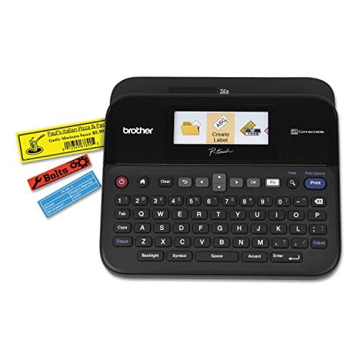 Brother P-touch Label Maker, PC-Connectable Labeler, PTD600, Color Display, High-Resolution PC Printing, Black, Black/gray