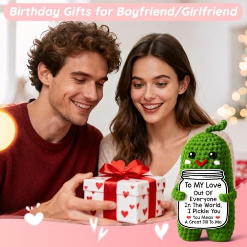 I Love You Gifts for Her, Him, Wife, Husband, Couple, Romantic Gifts for Boyfriend Girlfriend, Anniversary Perfect Gifts for Women Men, Handmade Crochet Pickle