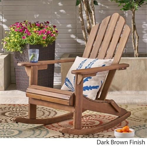 Christopher Knight Home Cara Outdoor Adirondack Acacia Wood Rocking Chair, Dark Brown Finish