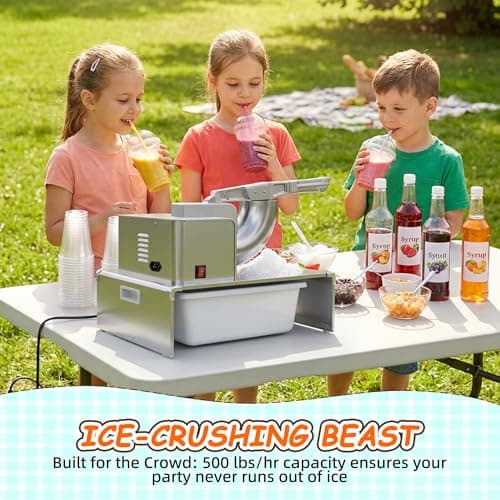 VNN Commercial Shaved Ice Machine - Electric Snow Cone Machine, Suitable for Party Activities, Family Gatherings, Events