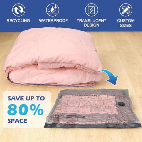 Travel Vacuum Storage Bags with Rechargeable Air Pump, 18 Pack Portable Space Saver Bags, Compression Bags for Clothing, Bedding, Seasonal Storage & Packing Bags for Moving