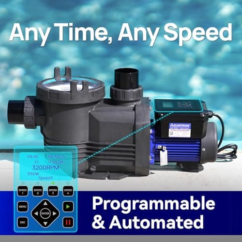 Aquastrong Variable Speed Pool Pump In/Above Pool Pump Energy Efficient High Flow Powerful Self Primming Swimming Pool Pumps with Filter Basket,Black