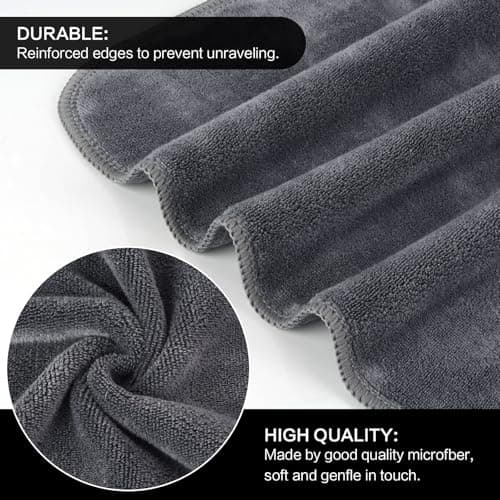 SINLAND Microfiber Facial Cloths Fast Drying Washcloth 12inch x 12inch Grey 6 pack …