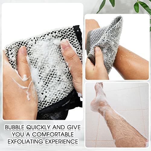 Juexica 8 Pcs Exfoliating Washcloth Men Wash Face Cloth Rustic Dual Sided Bath Washcloth 9.8 x 9.8'' Facial Scrubber Men Exfoliating Shower Towel for Body and Face (Mesh Pattern,Dark Color Series)