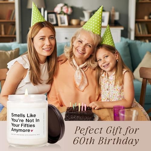 60th Birthday Gifts for Women, Men, 9oz Lavender Scented Soy Wax Candle, 1965, 60th Birthday Decorations for Woman, Men, Her, Him, Friends, Sister, Wife, Mom, Sixty Year Old Gift