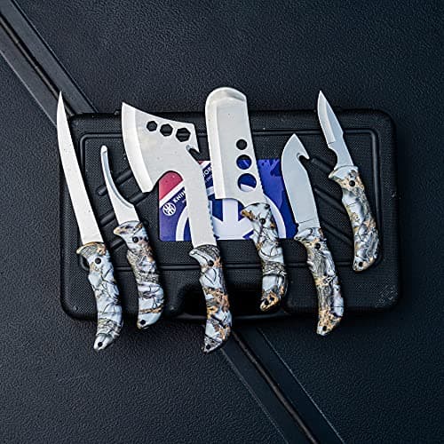Portable Butcher Game Processor Set, 12 Pieces KNINE OUTDOORS Hunting Deer Knife Set Field Dressing Kit B099QTQ98L