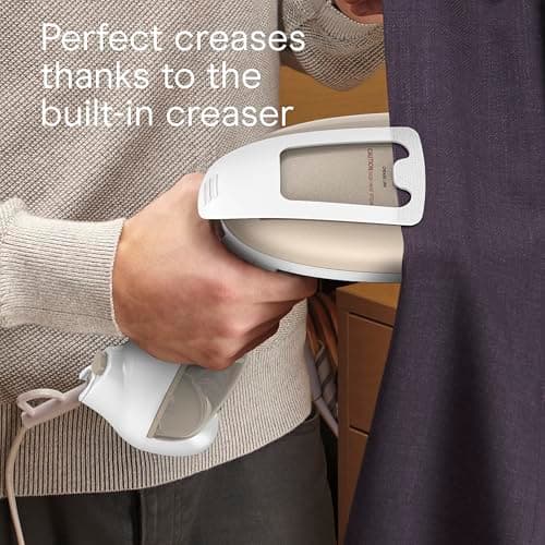 Conair Handheld Garment Steamer for Clothes, Turbo ExtremeSteam 1875W Fabric Steamer, Portable Handheld Design, Strong Penetrating Steam, White/Champagne