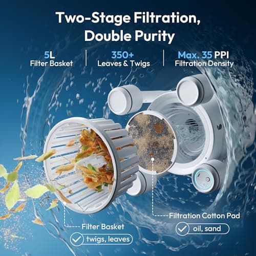 (2026 Upgrade) BUBLUE F10 Pool Surface Skimmer Robot,Robotic Pool Skimmer with App Control,Powerful Suction,5L Filter,Dual Cleaning Modes, AI Navigation,Ideal for In-Ground & Above-Ground Pools,White